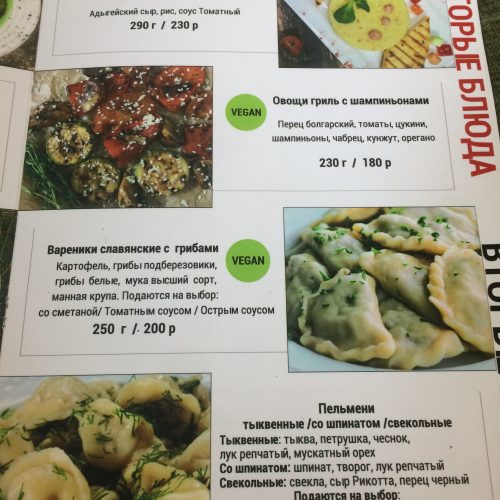Speisekarte mit vegan gekennzeichneten Gerichten im Restaurant Bottva. Foto: Sophie Kömen