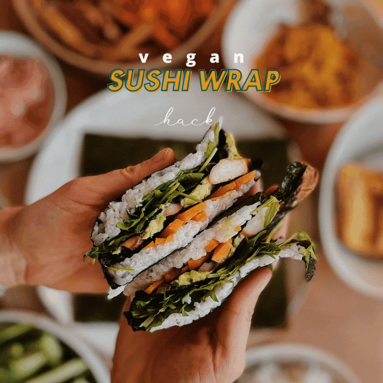 Veganer Sushi-Wrap in zwei Händen