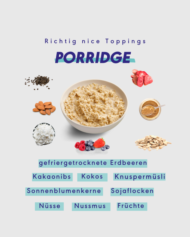 Zutaten für ein leckeres und buntes Porridge