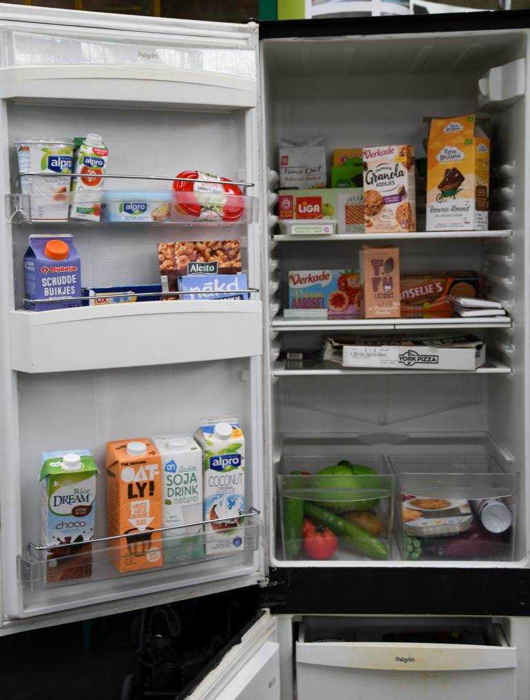 Vegan gefüllter Kühlschrank